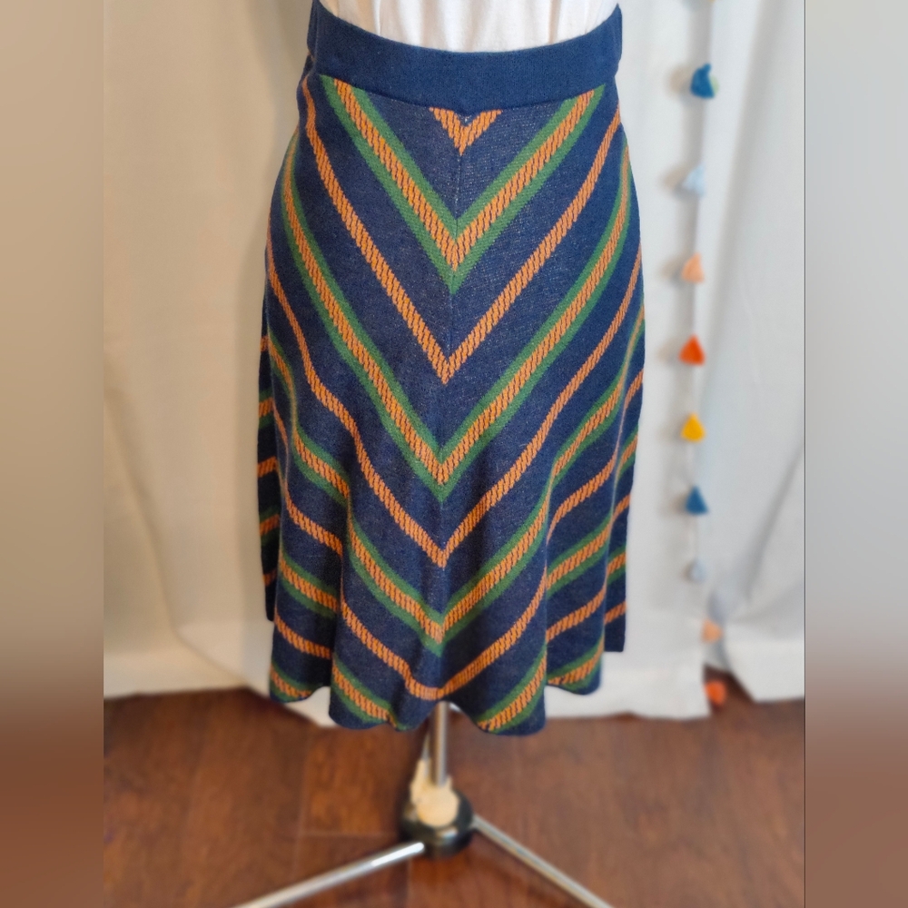 Teeberry & Weave Knit A line Chevron midi Skirt quirky squirrel Retro SM - Picture 5 of 6